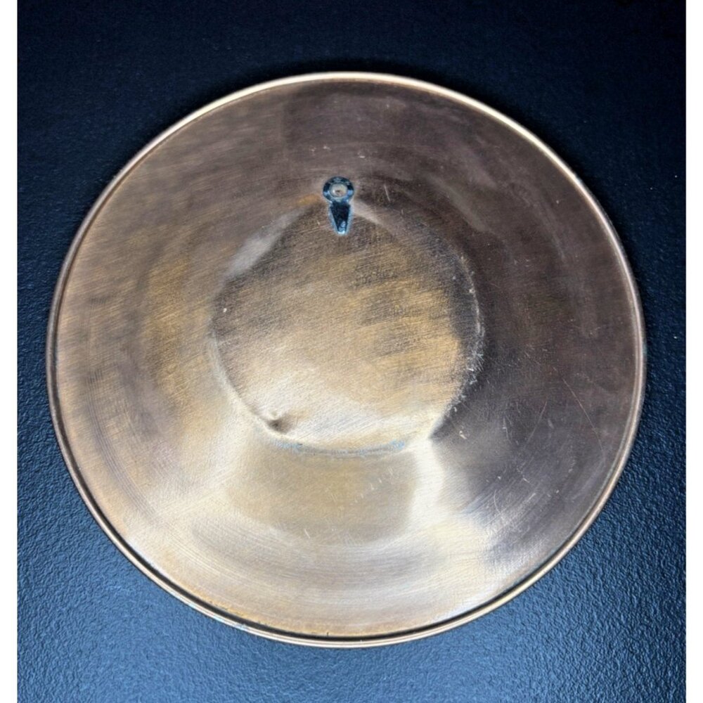 Rare Turkish Ornate Etched Copper Decorative Wall Plate 7.5" Floral Design Round - Picture 2 of 2